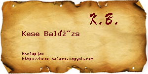 Kese Balázs névjegykártya